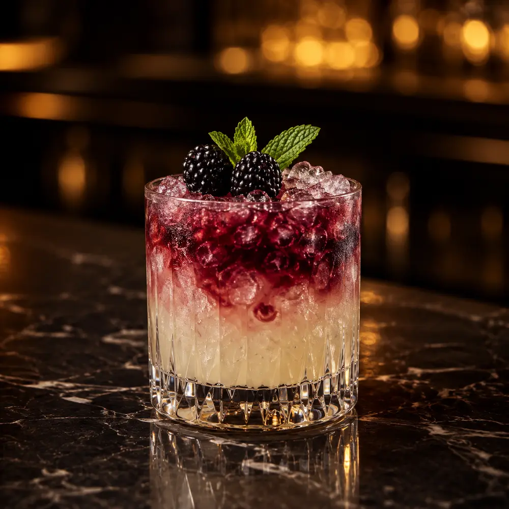 Drink Bramble preparado pela Dudu Drinks