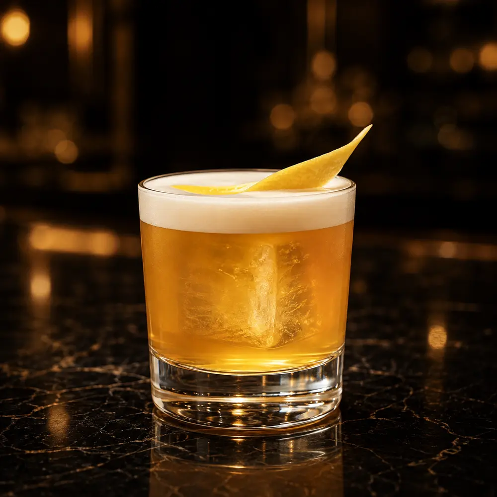 Drink Whisky Sour preparado pela Dudu Drinks